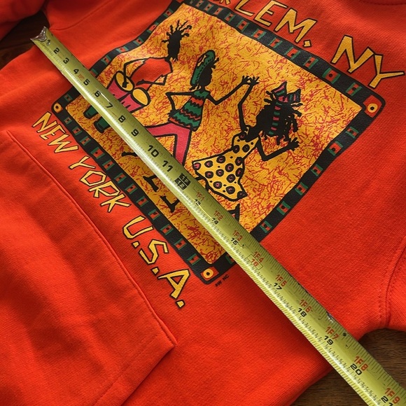 Harlem NY Rasta Red Orange Pullover Hoodie Sz M 90s Y2K Sweatshirt dancing sz M - Picture 7 of 14